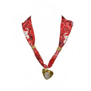 NEW KNOTTY BLING women's scarf charm necklace in single heart game day red